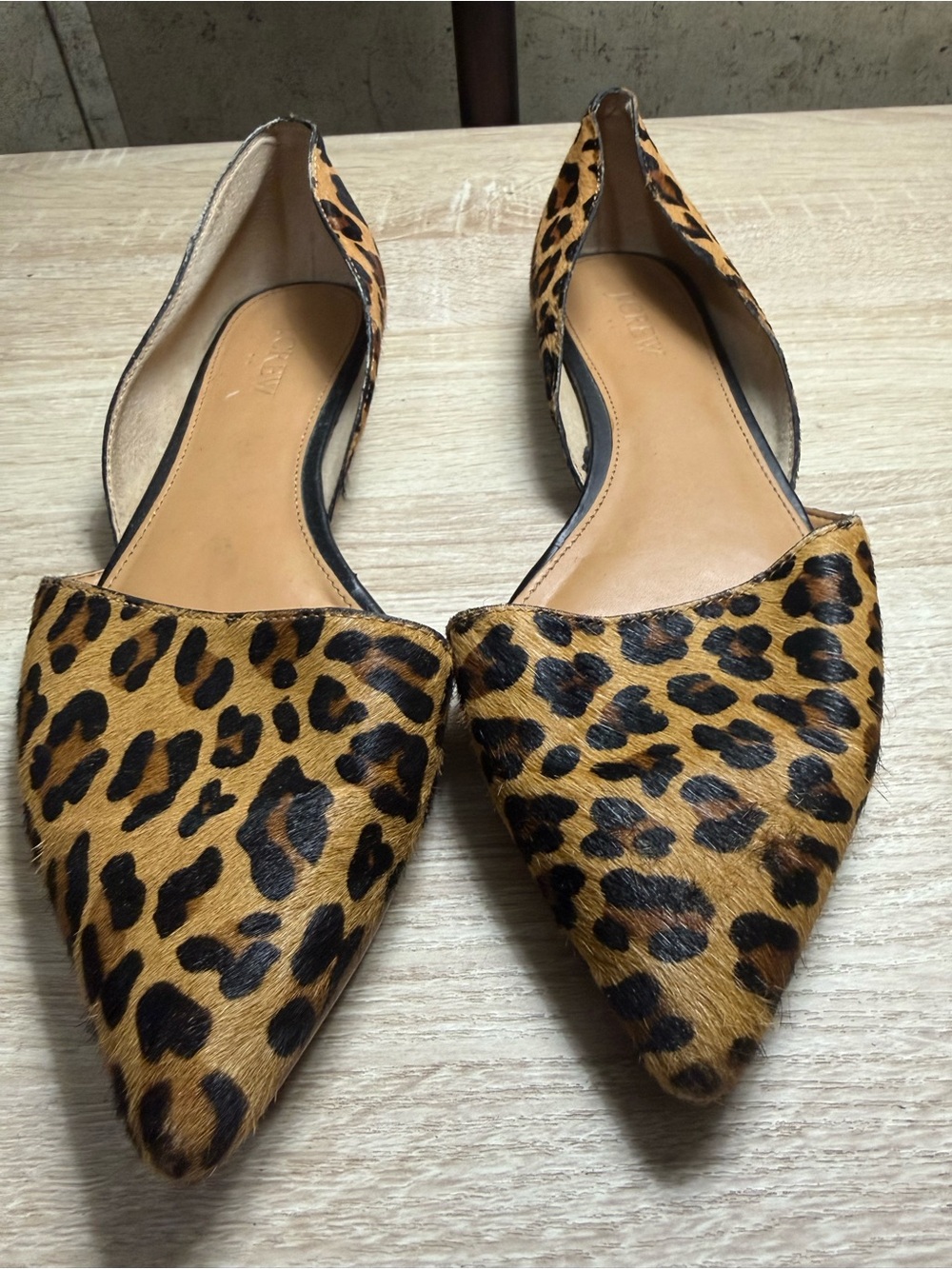 J. Crew Leopard Print Pointed D'Orsay Flats - Brown/Black